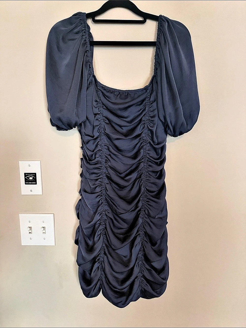 In The Beginning Ruched Mini Dress in Blue Size Small Like New